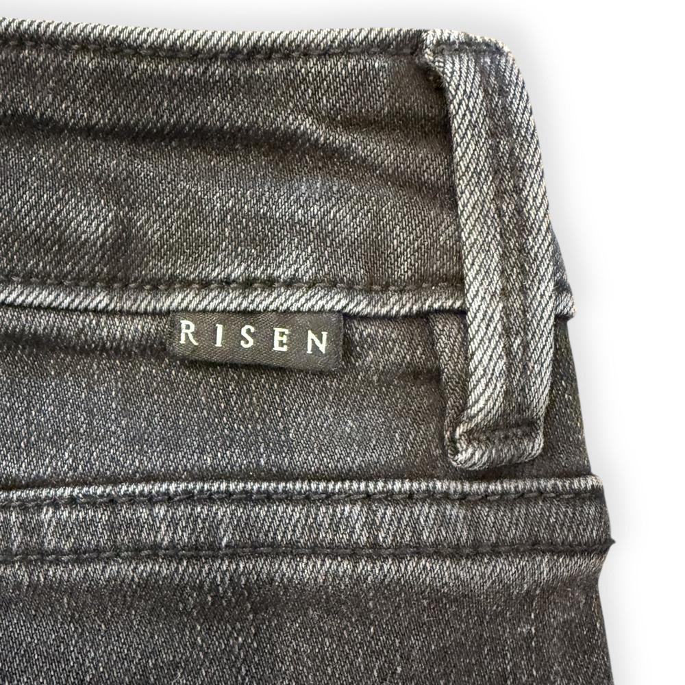 Risen Jeans 11/30 Dark‎ Wash Raw Hem High Rise Crop Straight leg Denim - Picture 3 of 7